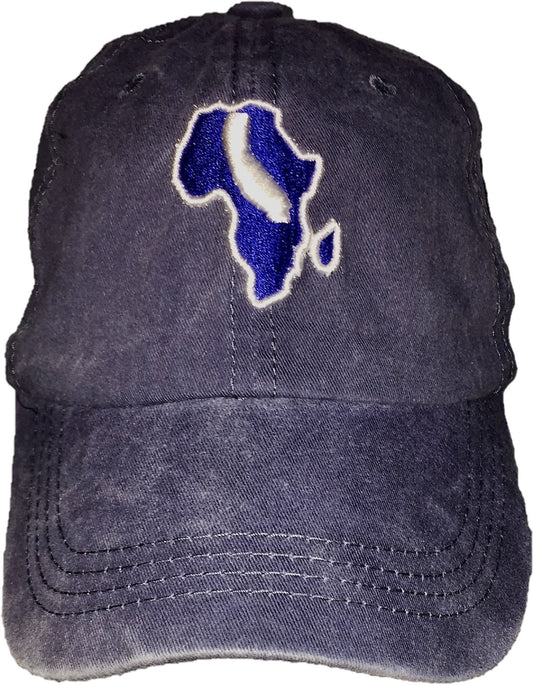 Dad Hat - Navy Distressed & Blue/White Embroidered Design