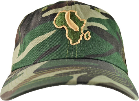 Dad Hat - Camouflage & Green/Light Brown Embroidered Design