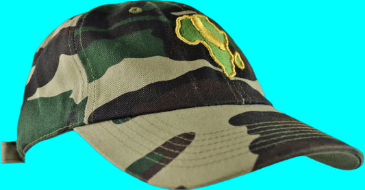 Africali Love Dad Hat - Camouflage w/ Royal Gold Embroidered Design