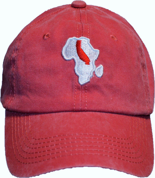 Dad Hat - Red Distressed & White/Red Embroidered Design