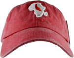 Dad Hat - Red Distressed & White/Red Embroidered Design