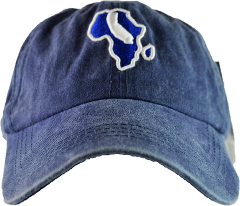 Dad Hat - Navy Distressed & Blue/White Embroidered Design