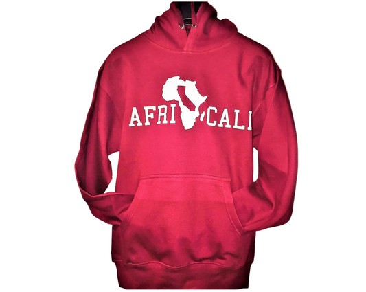 AFRICALI UNITY HOODIE- MAROON BURGUNDY & WHITE DESIGN