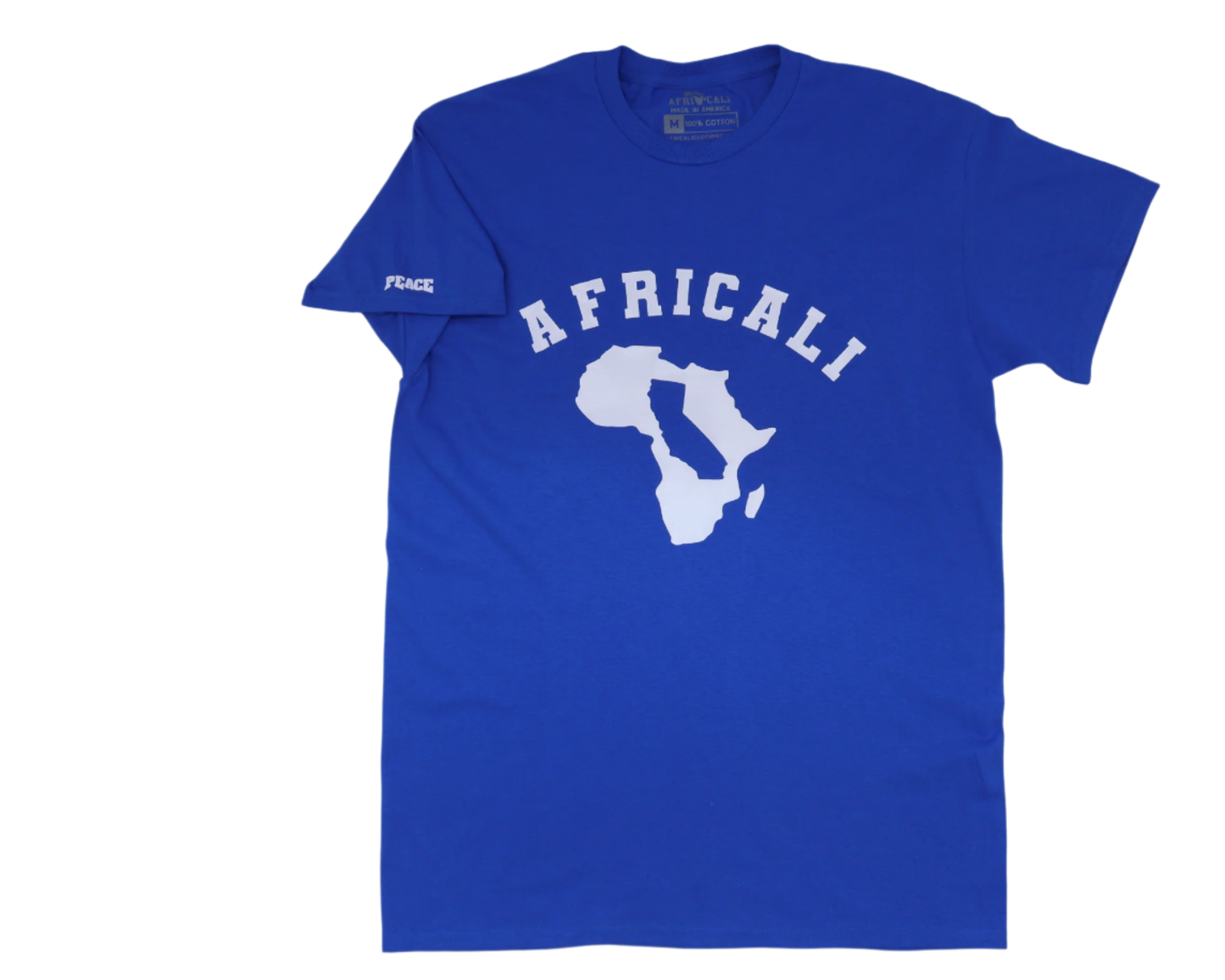 AFRICALI PEACE T-SHIRT - BLUE & WHITE DESIGN