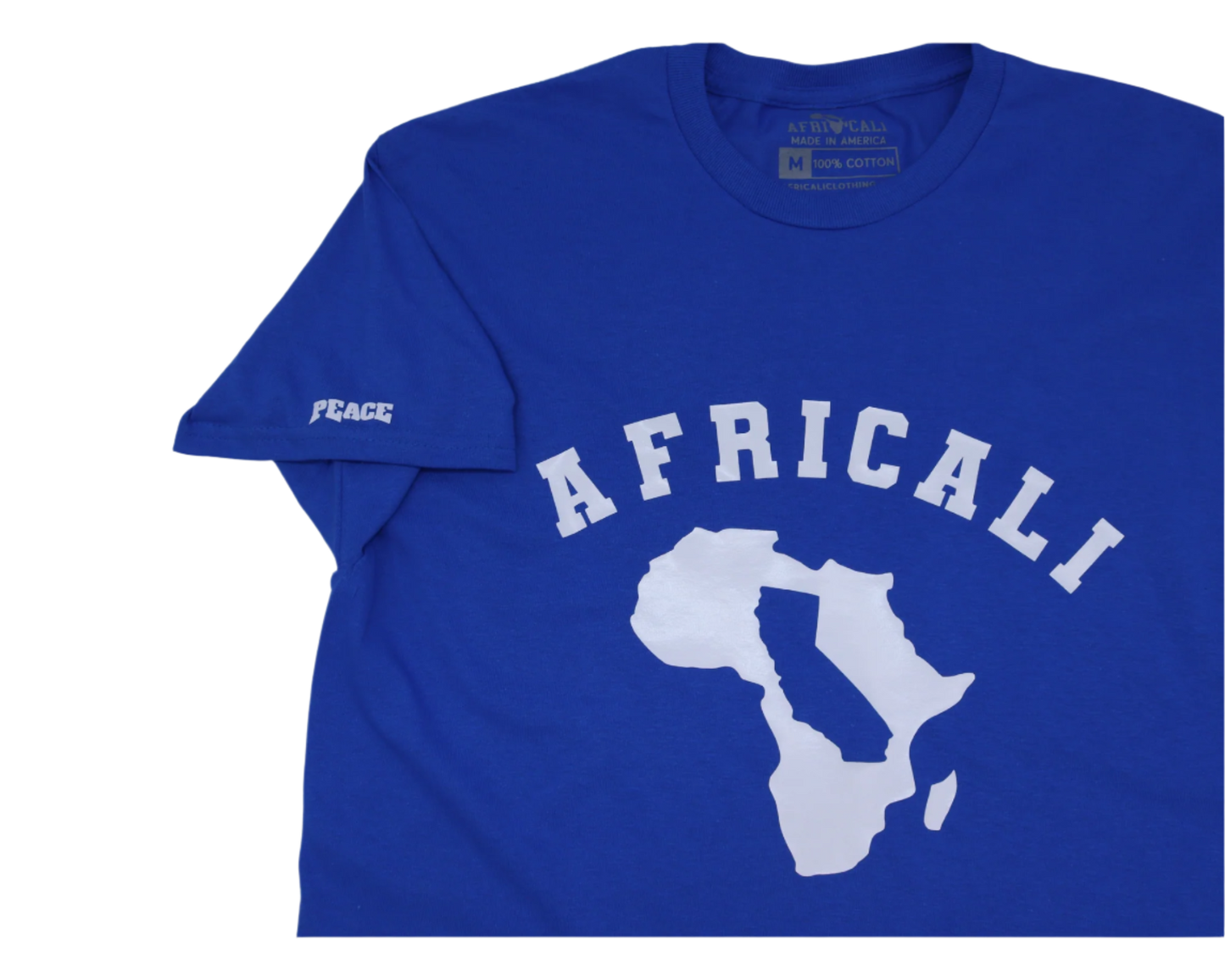 AFRICALI PEACE T-SHIRT - BLUE & WHITE DESIGN