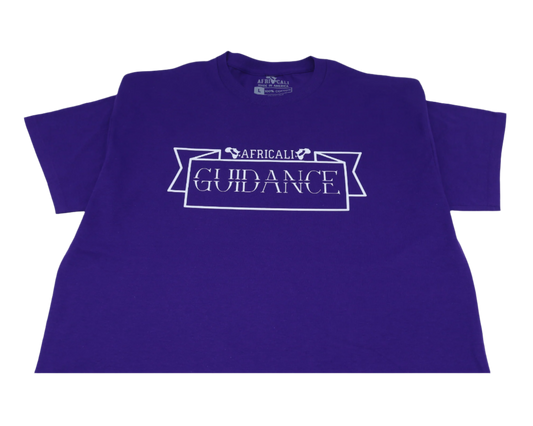 AFRICALI GUIDANCE T-SHIRT- PURPLE & WHITE DESIGN