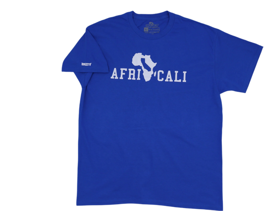 AFRICALI UNITY T-SHIRT- BLUE & WHITE DESIGN