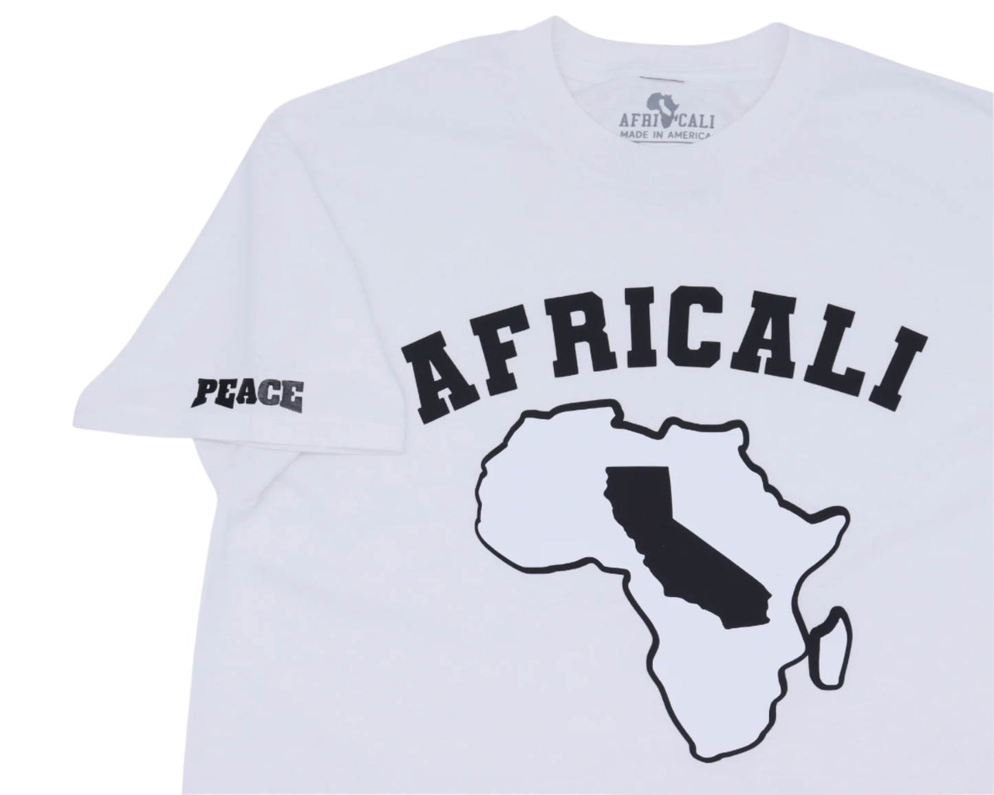 AFRICALI PEACE T-SHIRT - WHITE / BLACK & WHITE DESIGN
