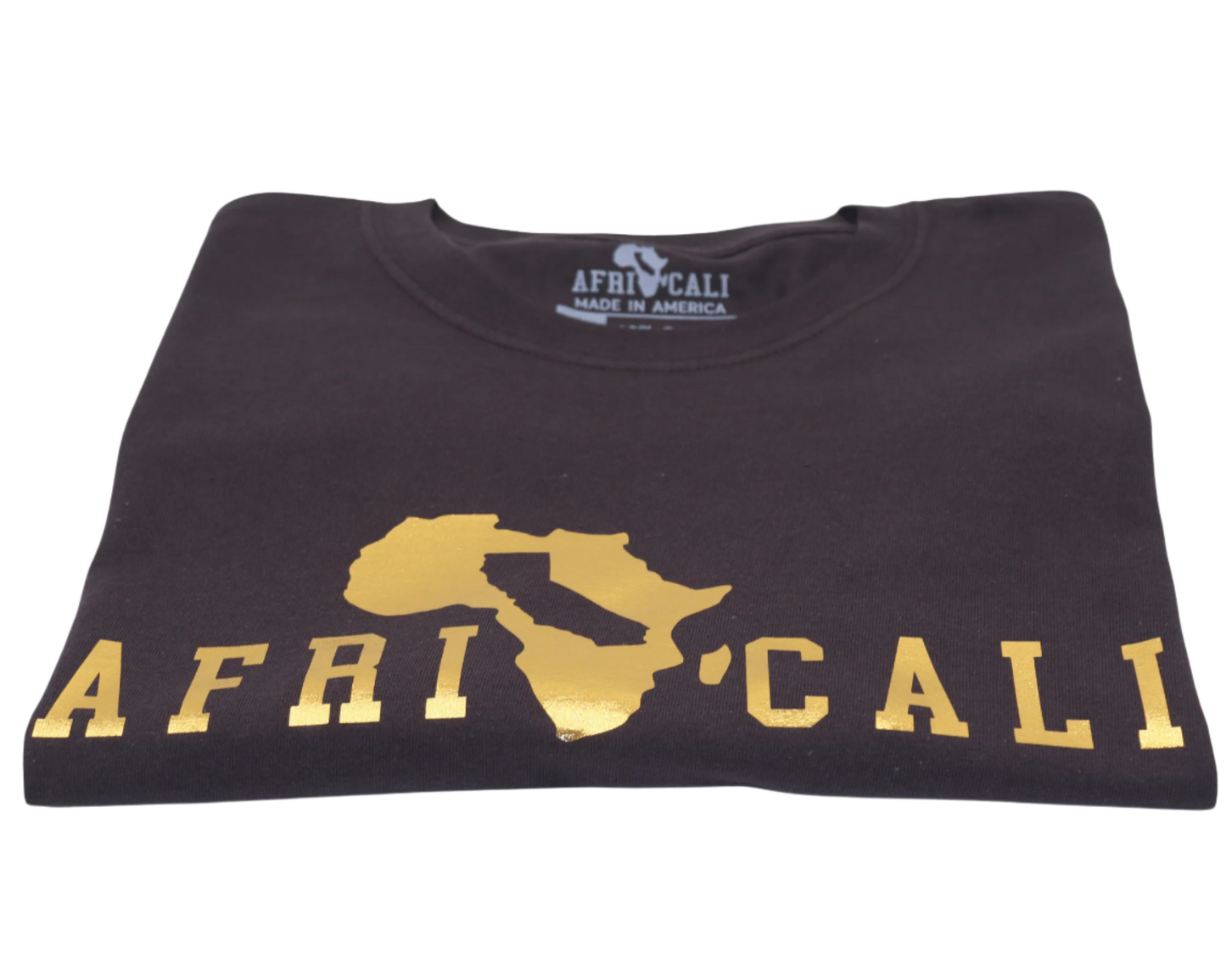 AFRICALI UNITY T-SHIRT - DARK CHOCOLATE & GOLD FOIL DESIGN