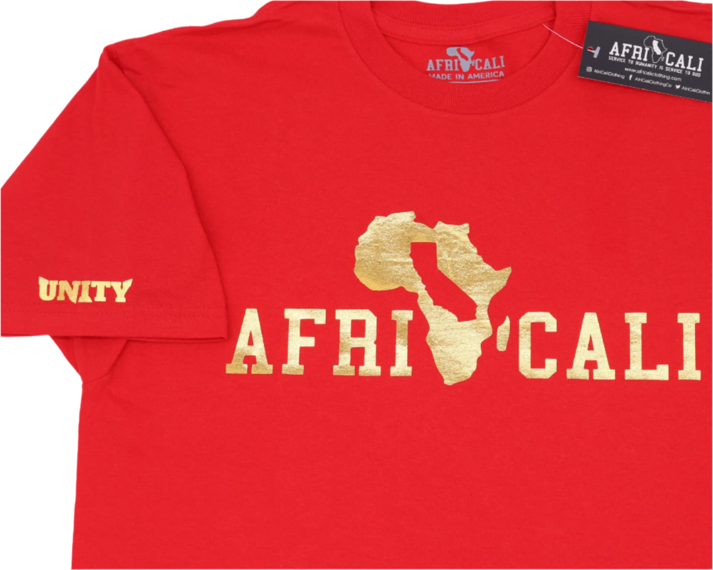 AFRICALI UNITY T-SHIRT - RED & GOLD FOIL DESIGN