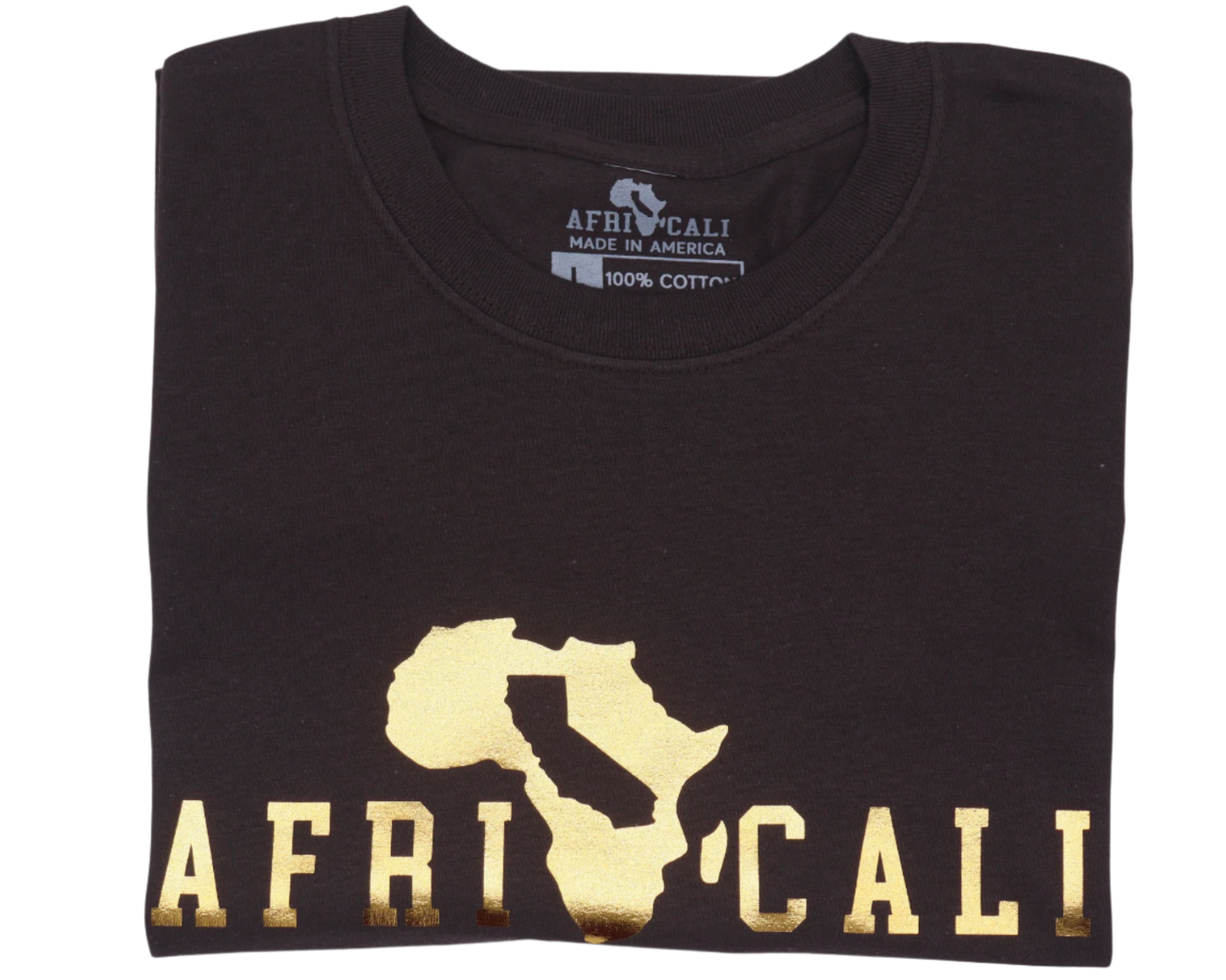 AFRICALI UNITY T-SHIRT - DARK CHOCOLATE & GOLD FOIL DESIGN