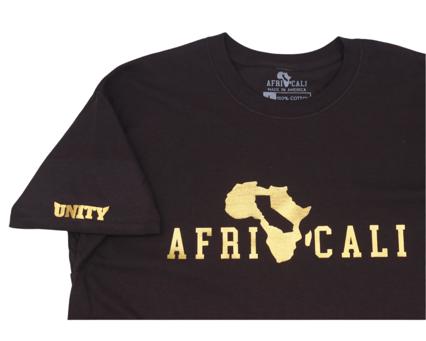 AFRICALI UNITY T-SHIRT - DARK CHOCOLATE & GOLD FOIL DESIGN