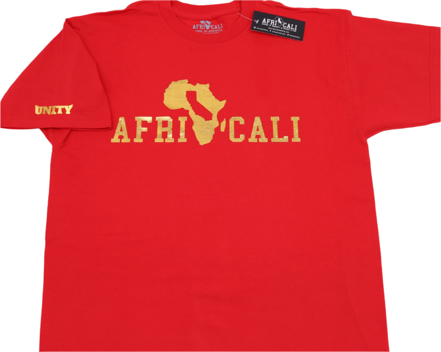AFRICALI UNITY T-SHIRT - RED & GOLD FOIL DESIGN