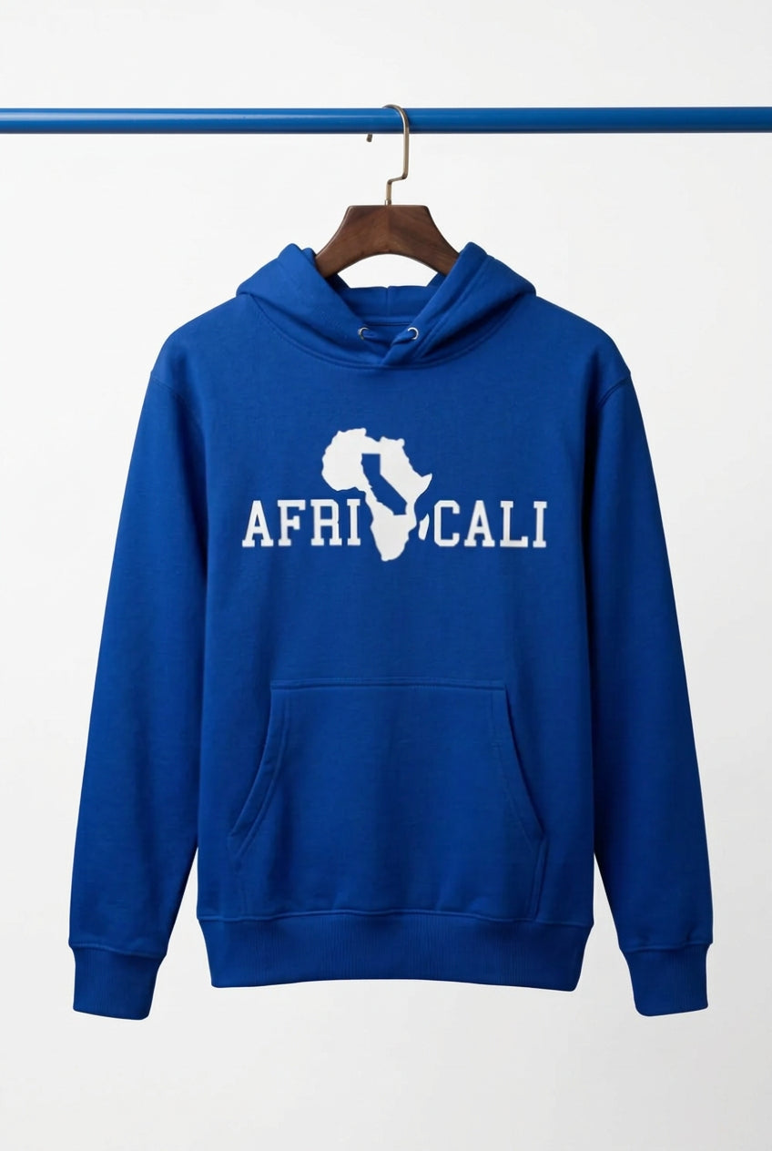 AFRICALI UNITY HOODIE - ROYAL BLUE & WHITE DESIGN