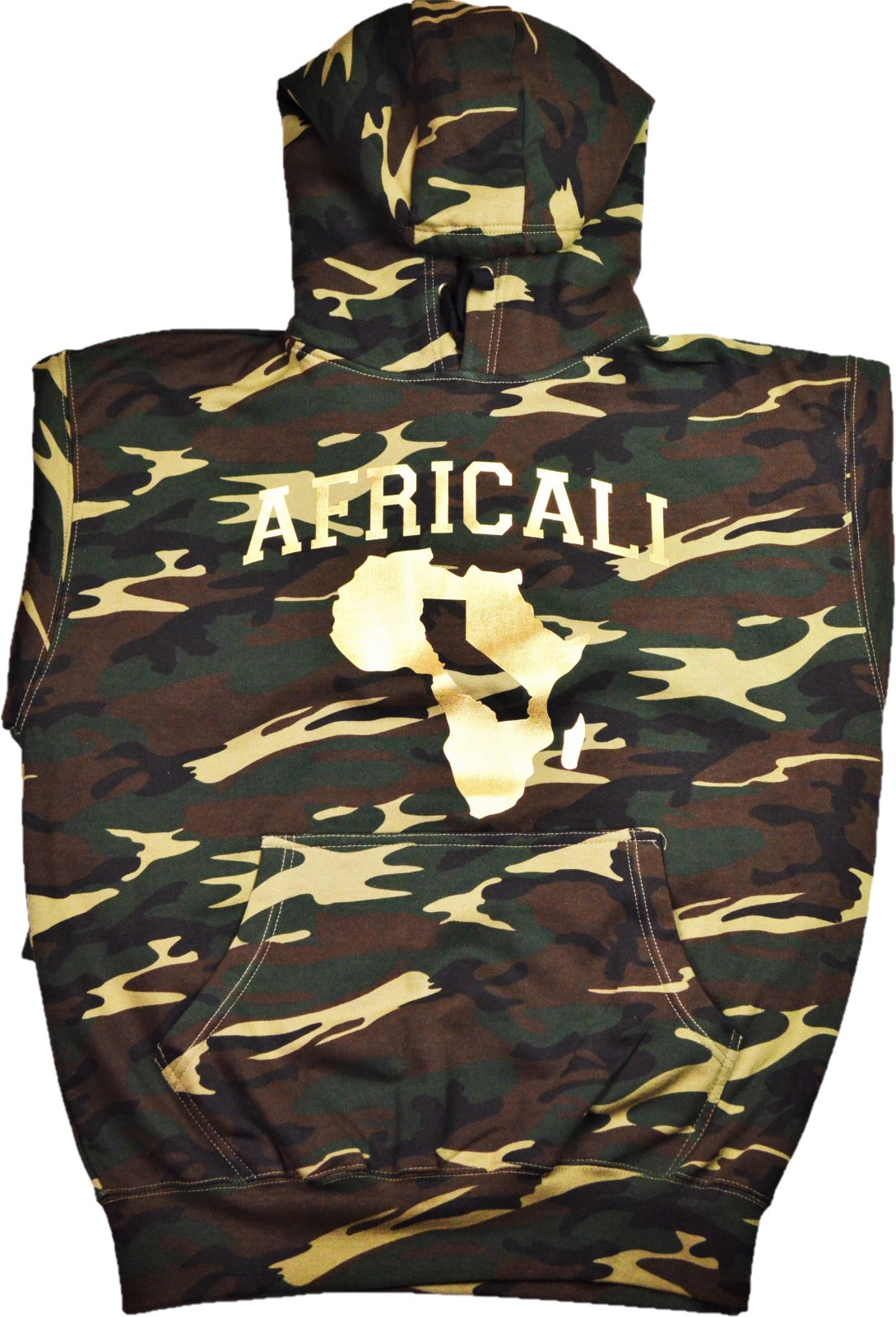 AFRICALI PEACE HOODIE - CAMOUFLAGE & GOLD FOIL DESIGN