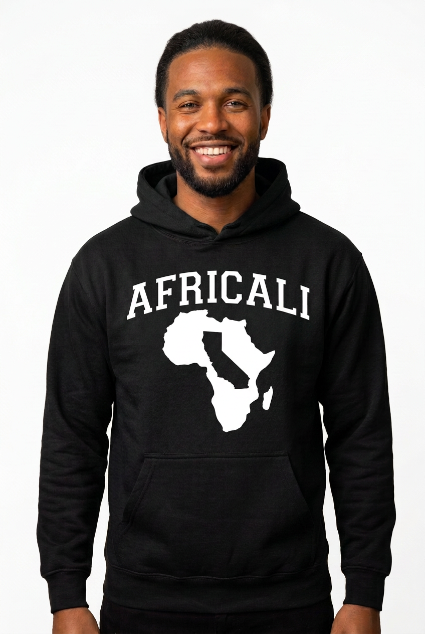 African American man, black Peace hoodie