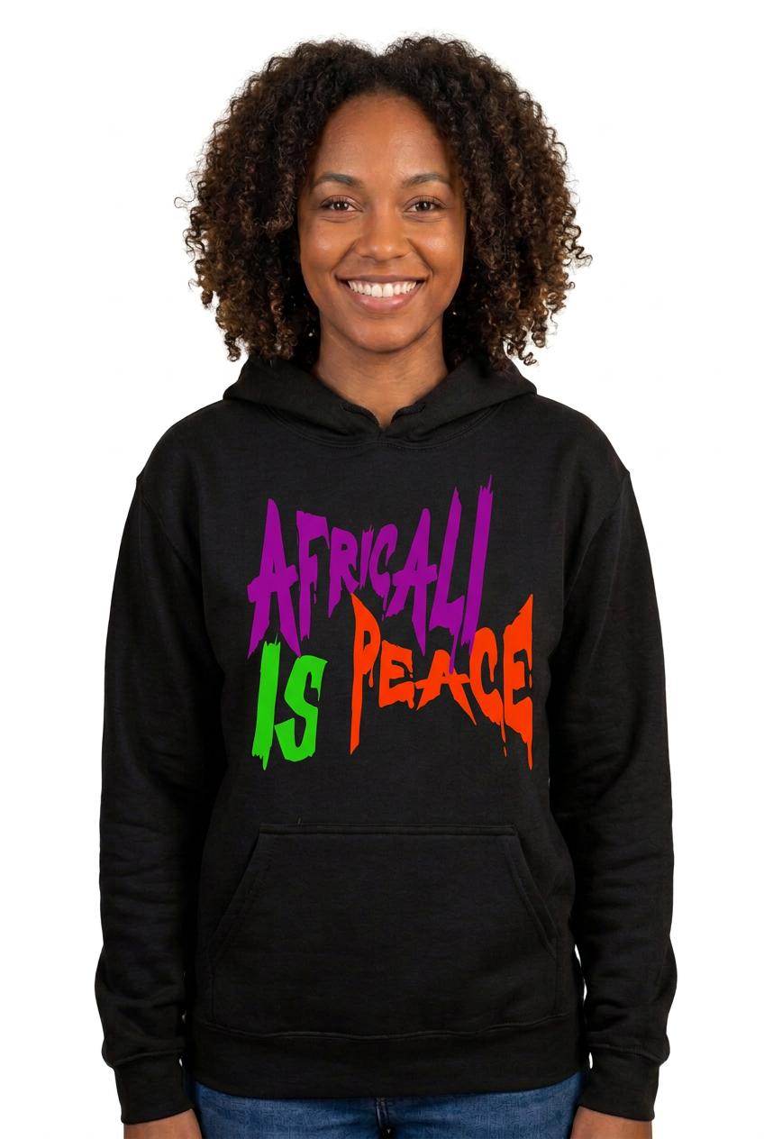 African American woman, black Africali Is Peace hoodie