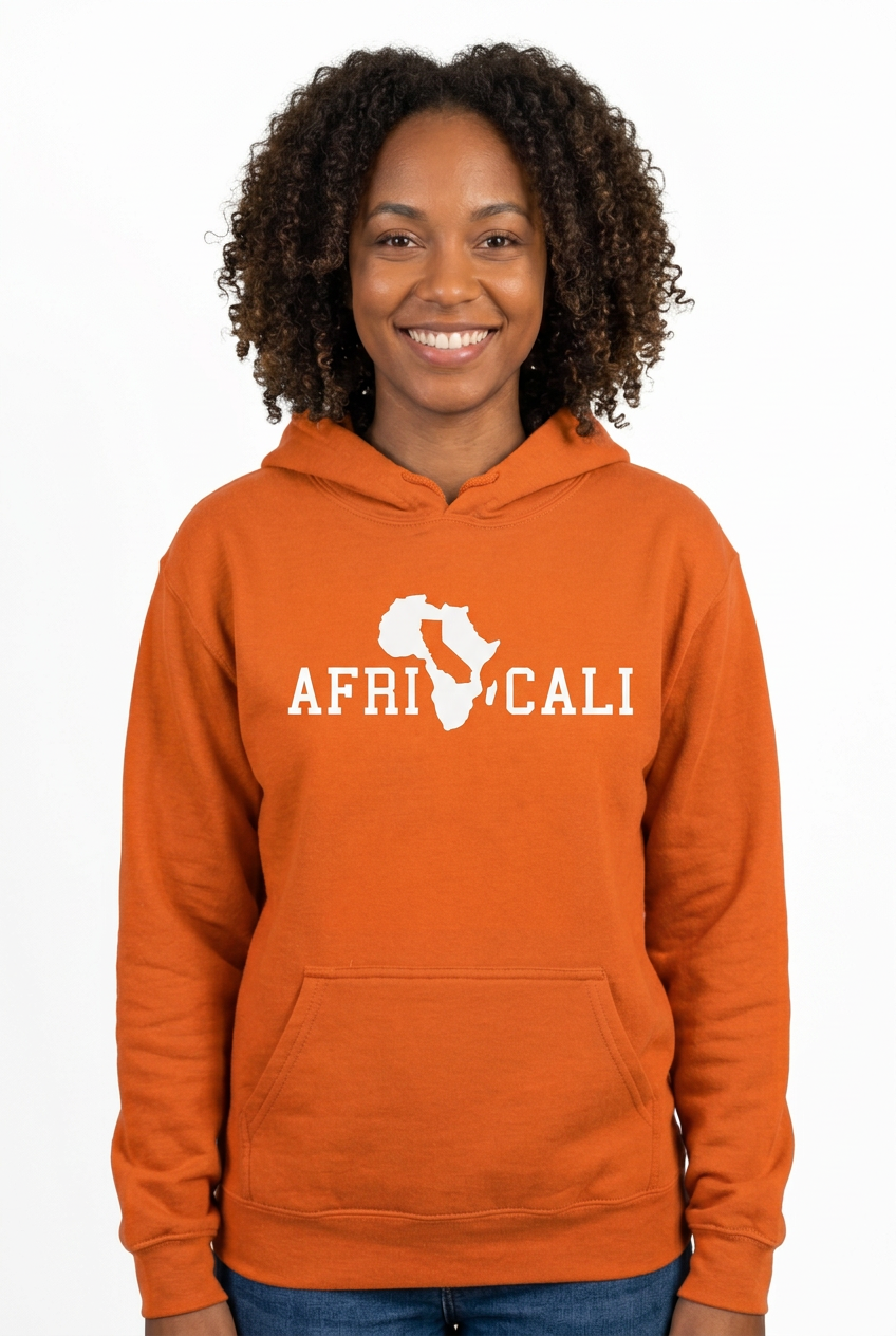 African American woman, orange Unity hoodie