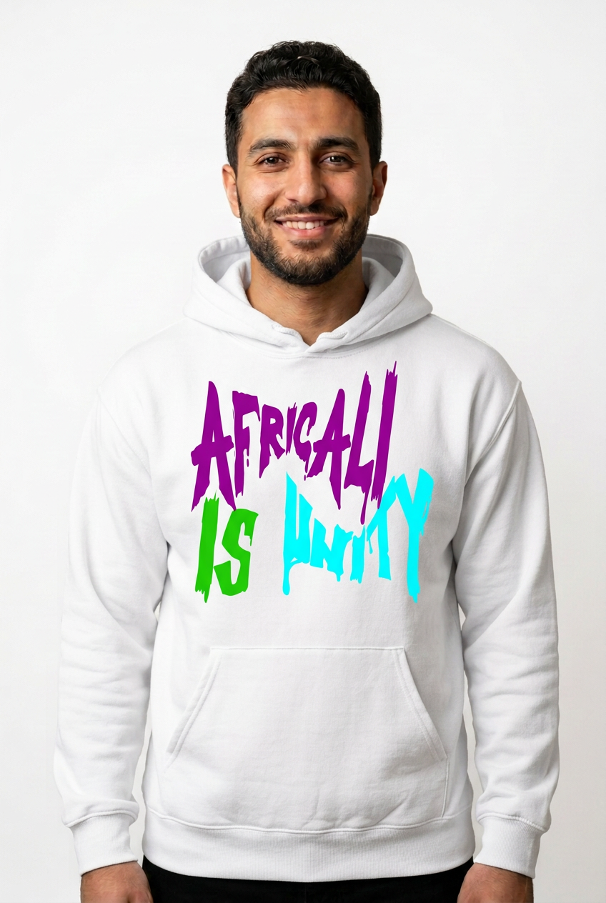 Arab American man, white Africali Is Unity hoodie