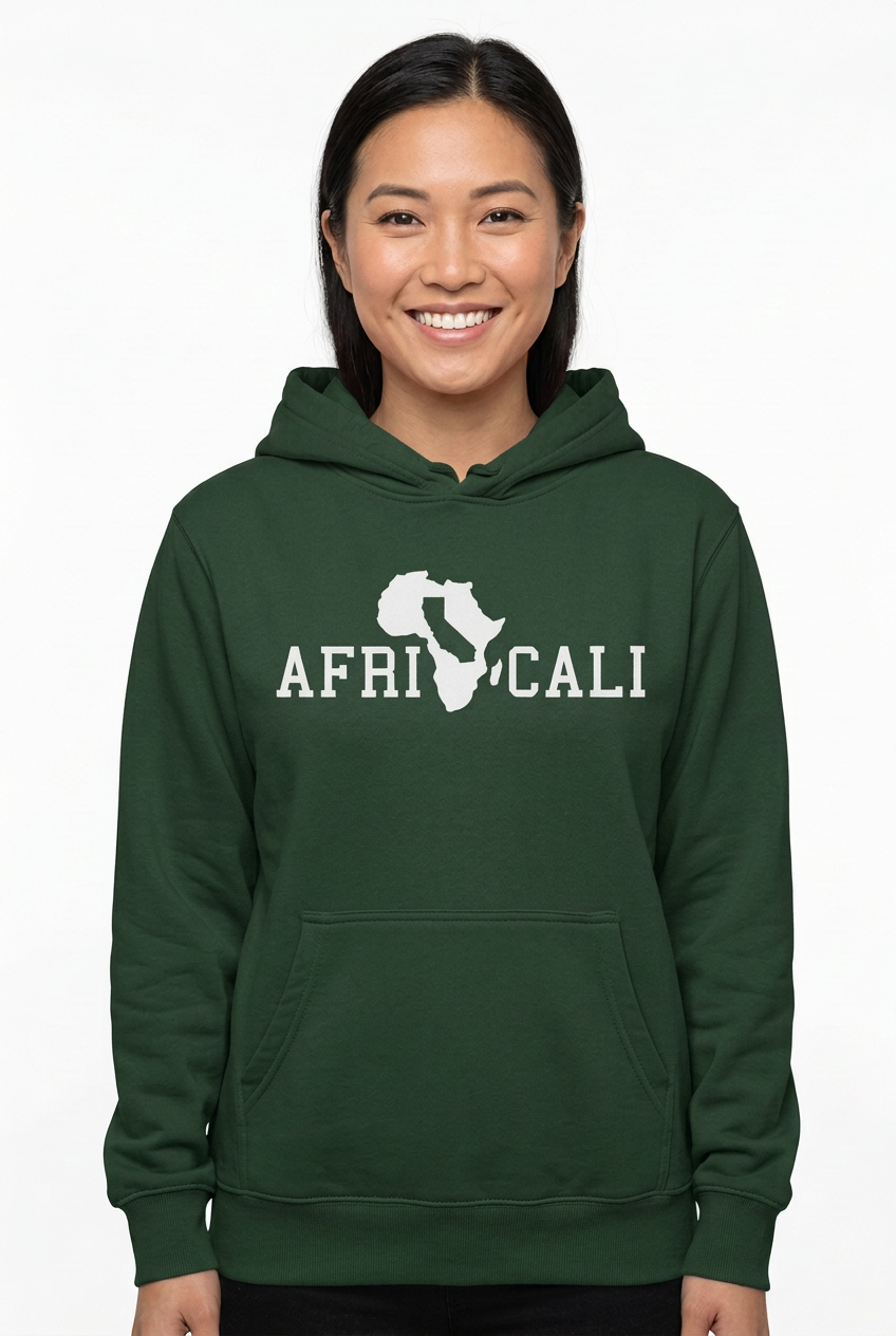 Asian American woman wearing green Unity hoodie on white background
