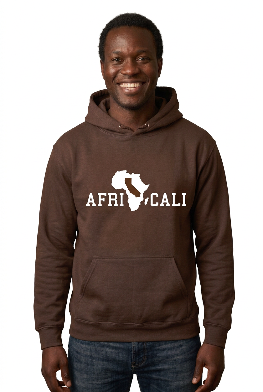 Black African man, brown Unity hoodie