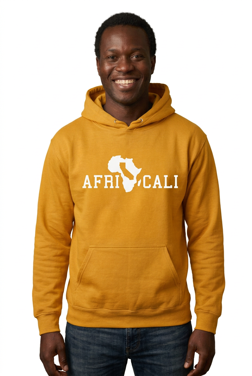 Black African man, gold Unity hoodie