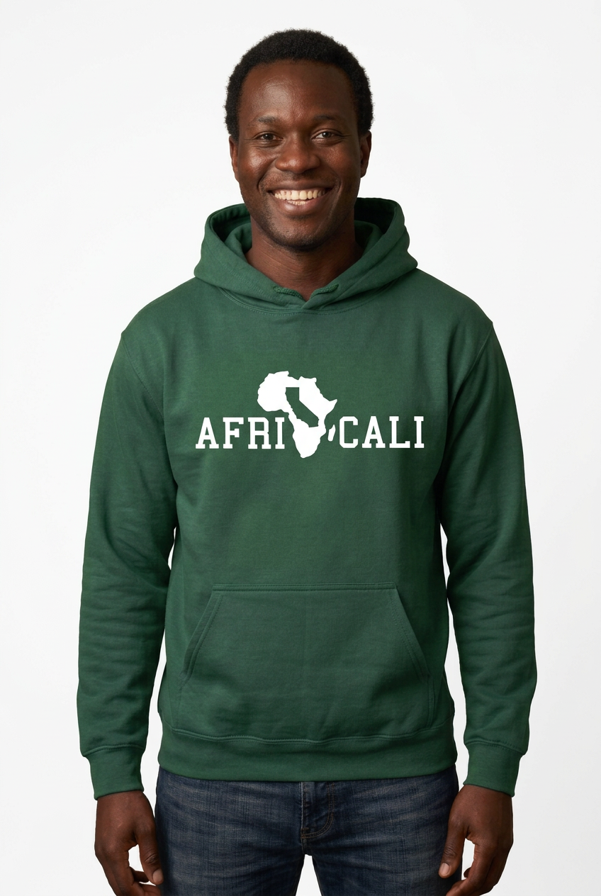 Black African man, green Unity hoodie