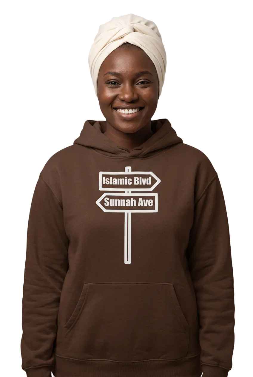 Black African woman, brown hoodie and cream headwrap