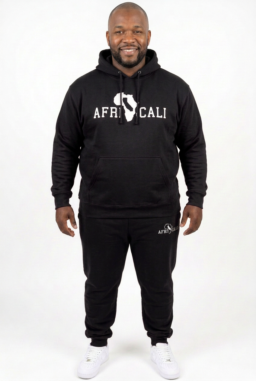 Black male model in black Unity sweatsuit