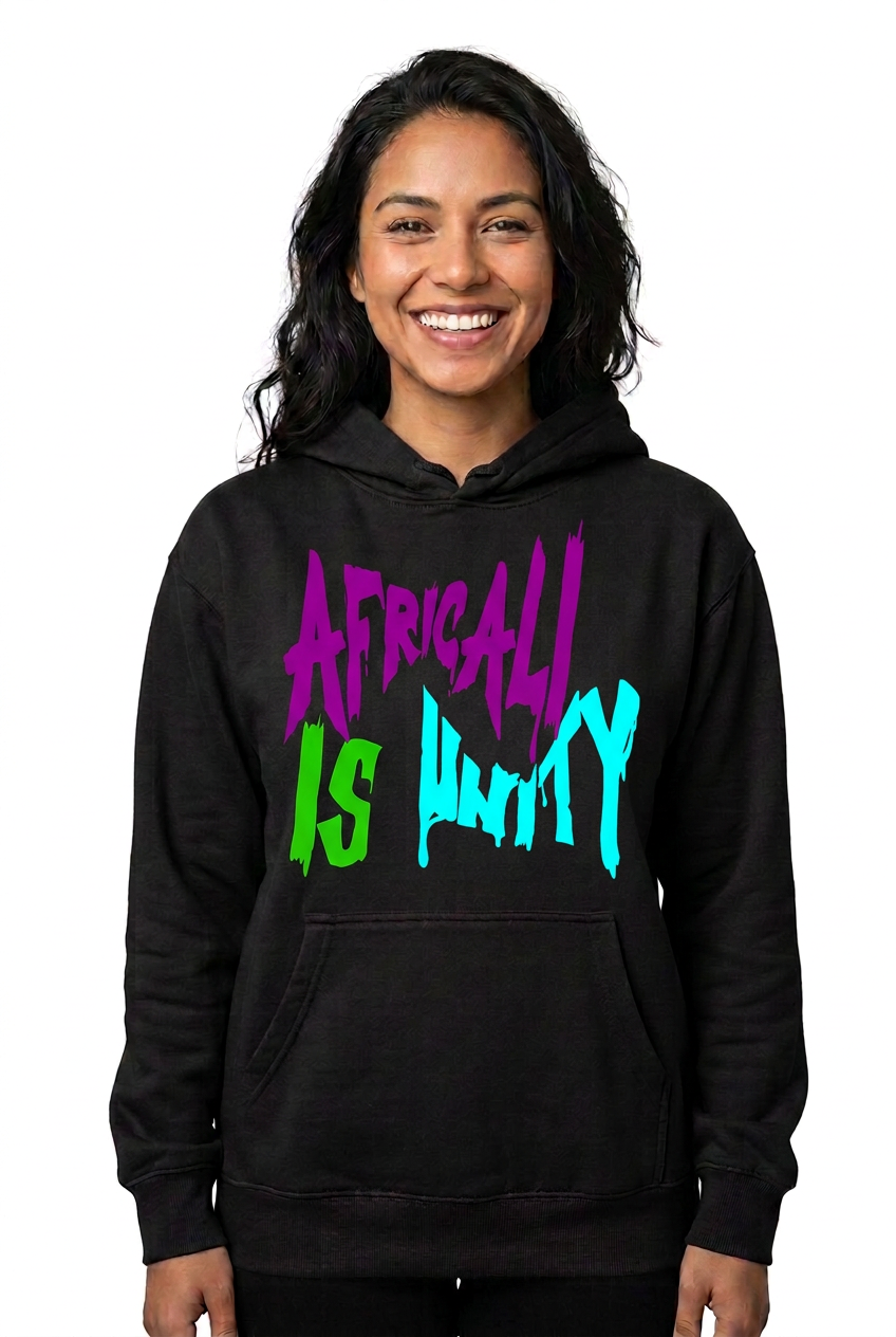 Hispanic American woman, black Africali Is Unity hoodie