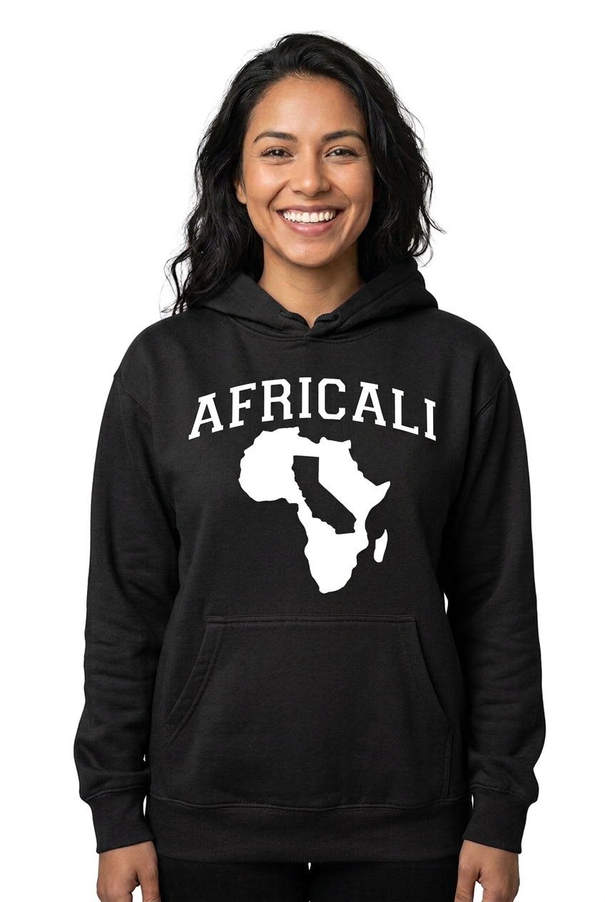 Hispanic American woman, black Peace hoodie