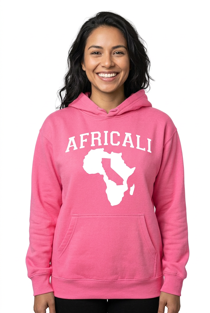Hispanic American woman, pink Peace hoodie