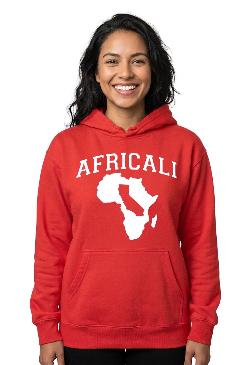 Hispanic American woman, red Peace hoodie