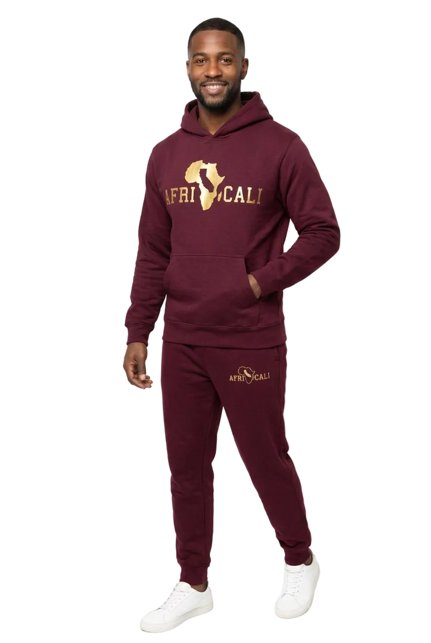 Male model in a new pose wearing the burgundy-and-gold Unity set