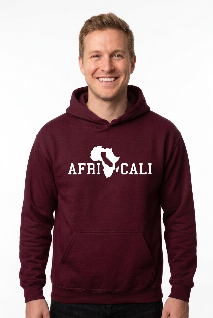 White Caucasian man, maroon burgundy Unity hoodie