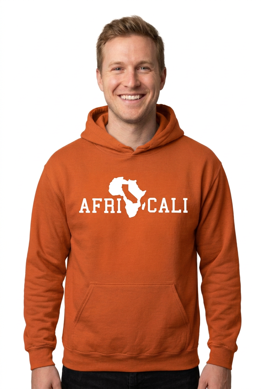 White Caucasian man, orange Unity hoodie