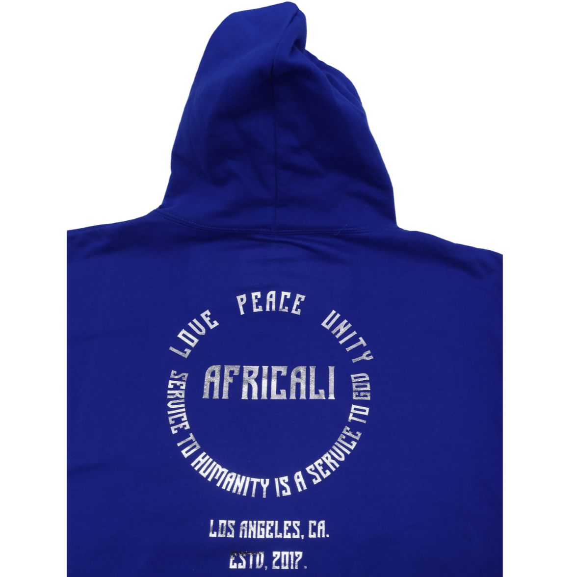 AFRICALI TALKS PODCAST HOODIE - BLUE & SILVER FOIL DESIGN