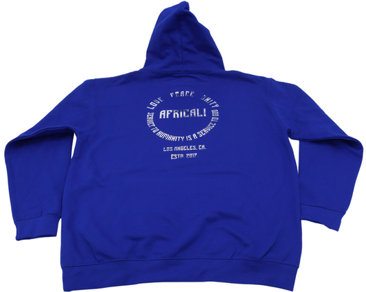 AFRICALI TALKS PODCAST HOODIE - BLUE & SILVER FOIL DESIGN